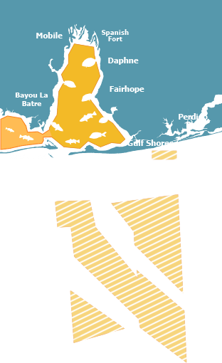 Gulf Map with the Inshore zones highlighted